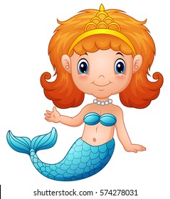 Vector illustration of Cute little mermaid