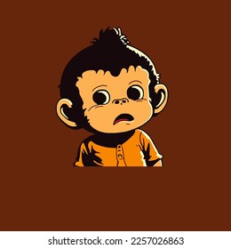 vector illustration of a cute little monkey