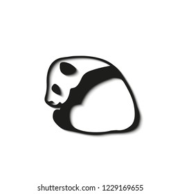 vector illustration of a cute little Panda silhouette, linear design,isolated on white background