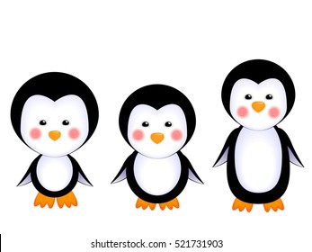 vector illustration of a cute little penguins kids isolated on white background decorations for children holiday invitations cards
