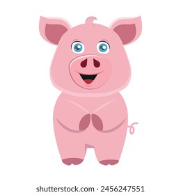 vector illustration of a cute little pig. white isolated background