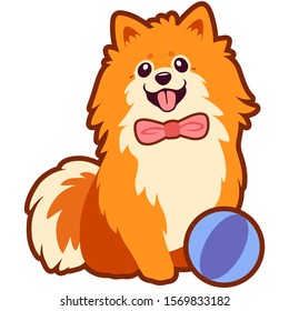 Vector Illustration Cute Little Pomeranian Puppy Stock Vector (Royalty ...