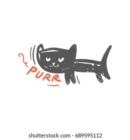 Vector illustration of a cute little purring kitten.