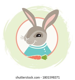 Vector Illustration Cute little rabbit with carrot