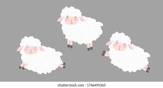 vector illustration of a cute little sheep