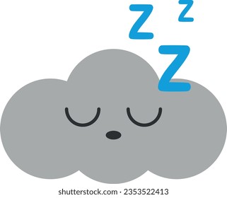 Vector illustration of a cute little sleeping cloud. Dream and relaxation.