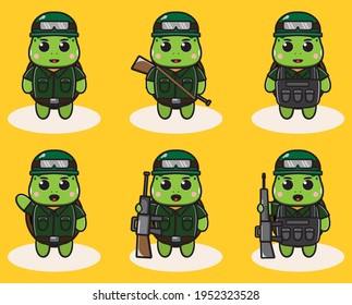 Vector Illustration Cute Little Turtle Soldier Stock Vector (Royalty ...