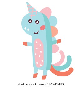 Vector illustration of cute little unicorn. Cute animal illustration.