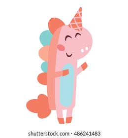 Vector illustration of cute little unicorn. Cute animal illustration.
