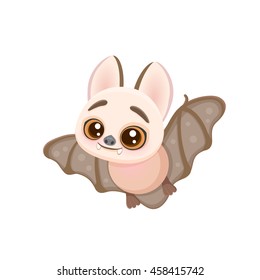 Vector illustration of cute little vampire bat, flittermouse, rearmouse, flyer, flier mascot, icon of cartoon flying squirrel halloween eps 10 mascot isolated on white 