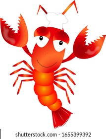 Vector illustration of Cute lobster cartoon character