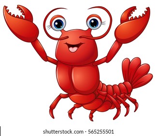 Vector illustration of Cute lobster cartoon