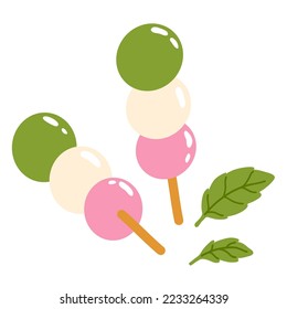 Ilustración vectorial del lindo doodle de lollipop asiático dango de comida para impresión, diseño, tarjeta de saludo, pegatina, icono