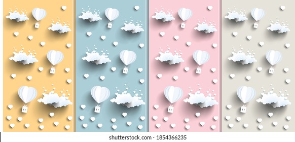 Vector illustration of cute love air balloon graphics.