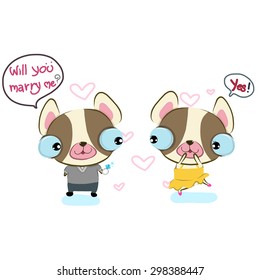 vector illustration of cute love-dogs cartoon  drawing style