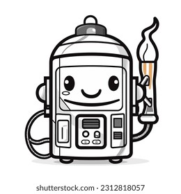 Ilustración vectorial, Ilustración del carácter de máquina de corte, lineatura
