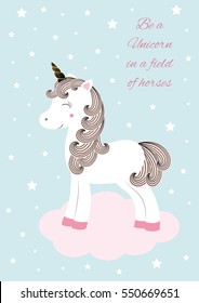 Vector illustration of cute magic unicorn