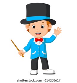 vector illustration of cute magician cartoon