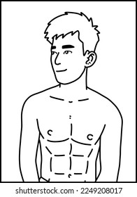 vector illustration of cute man cartoon for coloring