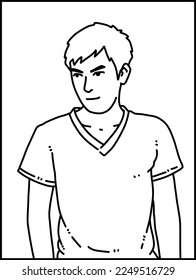 vector illustration of cute man cartoon for coloring