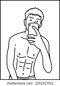 vector illustration of cute man cartoon for coloring