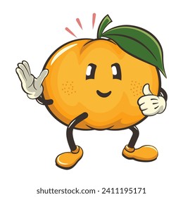 vector illustration of cute mandarin orange character mascot giving a thumbs up