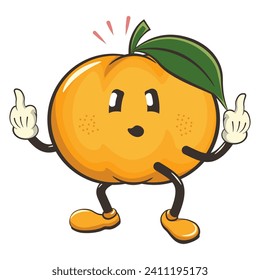 vector illustration of a cute mandarin orange character mascot raising two middle fingers