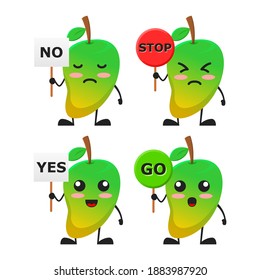vector illustration of cute mango fruit choiche sign theme bundle set. cute mango fruit Concept White Isolated. Flat Cartoon Style Suitable for Landing Page, Banner, flyer, Sticker.