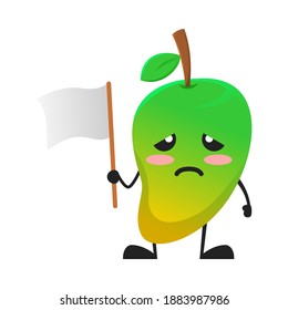 vector illustration of cute mango fruit with blank flag. cute mango fruit Concept White Isolated. Flat Cartoon Style Suitable for Landing Page, Banner, Flyer, Sticker.