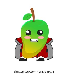 vector illustration of cute mango fruit halloween or character vampire dracula. cute mango fruit Concept White Isolated. Flat Cartoon Style Suitable for Landing Page, Banner, Flyer, Sticker.