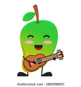 ilustración vectorial de la música linda de frutos de mango o del personaje tocando la guitarra. linda fruta de mango Concepto blanco aislado. Estilo de caricatura plana Adecuado para Aterrizar Página, Cartel, Volante, Pegatina.