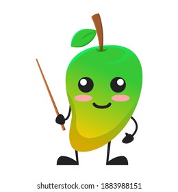 ilustración vectorial de la escuela de la fruta de mango o de la enseñanza de personajes. linda fruta de mango Concepto blanco aislado. Estilo de caricatura plana Adecuado para Aterrizar Página, Cartel, Volante, Pegatina.