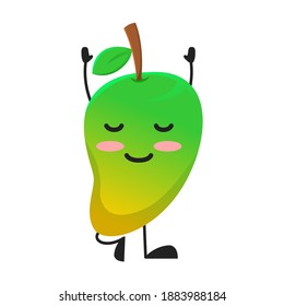 ilustración vectorial de la meditación de frutos de mango lindo o manos de personaje hacia arriba. linda fruta de mango Concepto blanco aislado. Estilo de caricatura plana Adecuado para Aterrizar Página, Cartel, Volante, Pegatina.