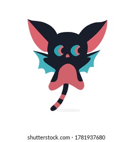 Vector illustration of a cute mascot bat sticker isolated white background