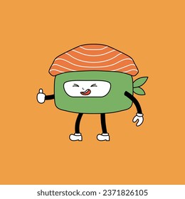 vector illustration of cute mascot of Japanese sushi food by harris