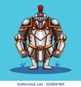 Vector illustration of cute medieval knight mascot