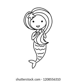 Vector illustration of cute mermaid