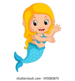 vector illustration of cute mermaid cartoon
