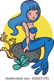 Vector illustration cute mermaid