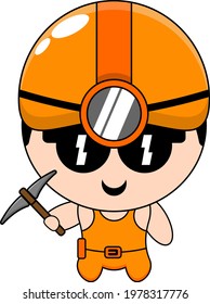 Vector illustration of cute miner mascot cartoon character