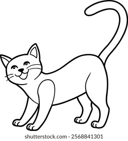Vector illustration of a Cute Minimalist Cat for Coloring Pages