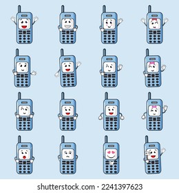 Vector Illustration Cute Mobile Phone Character Facial Expression Callection