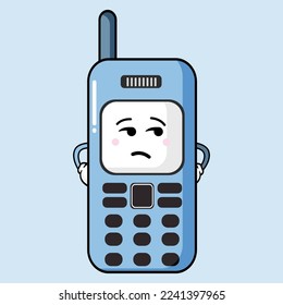 Vector Illustration Cute Mobile Phone Character Facial Expression