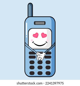 Vector Illustration Cute Mobile Phone Character Facial Expression