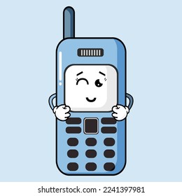 Ilustración vectorial Cute Caracteres De Teléfono Móvil Expresión Facial