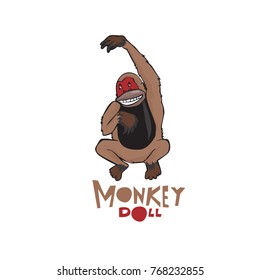 Vector illustration cute monkey for brand logo and toy shop