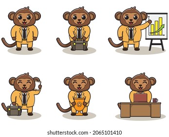 Vector illustration of Cute Monkey Businessman. Good for icon, label, sticker, clipart.