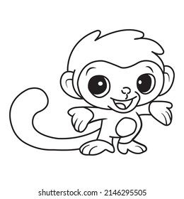 vector illustration of cute monkey cartoon.