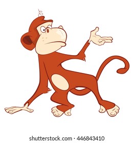 Vector Illustration of a Cute Monkey. Cartoon Character