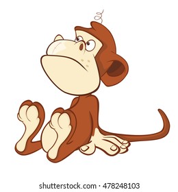Vector Illustration of a Cute Monkey. Cartoon Character